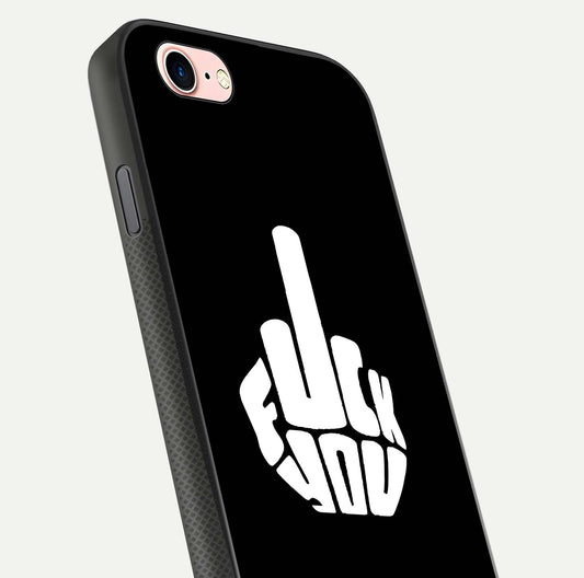 Rebel Mode On Glass Case for iPhone 6 Plus close-up angled shot highlighting reflective text and sharp design
