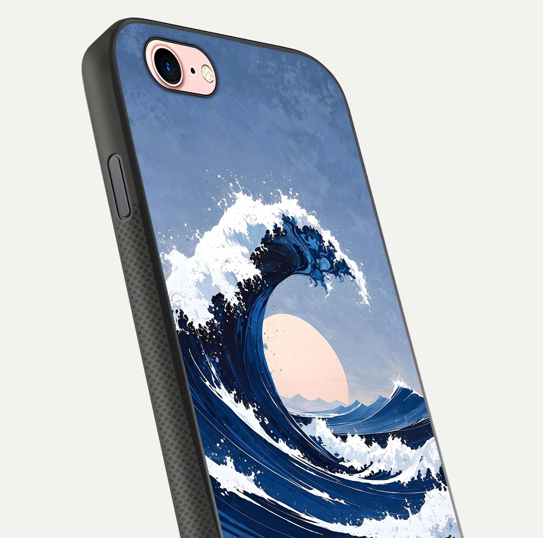 Rising Tide Power Glass Case for iPhone 6 Plus close-up angled shot highlighting water motion and reflection