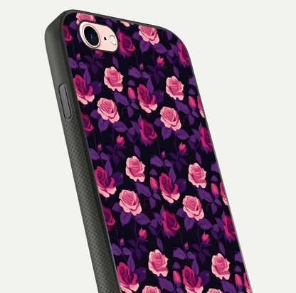 Rose Garden Twilight Glass Case for iPhone 6 Plus close-up angled shot highlighting rose contrast and reflection