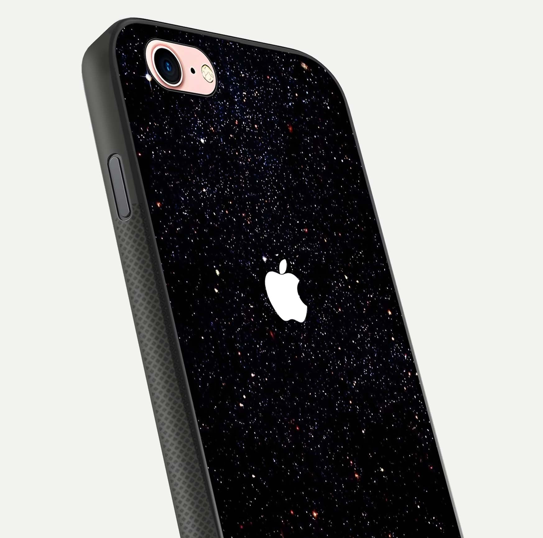 Starry Apple Galaxy Glass Case for iPhone 6 Plus close-up angled shot highlighting star details and gloss