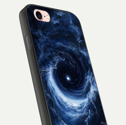 Stunning Galaxy Glass Case for iPhone 6 Plus close-up angled shot highlighting nebula tones and HD reflection