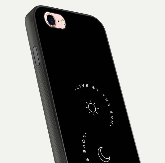 Sun Moon Balance Glass Case for iPhone 6 Plus close-up angled shot highlighting cosmic art and HD reflection