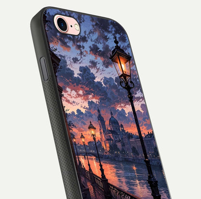 Twilight River Lights Glass Case for iPhone 6 Plus close-up angled shot highlighting river reflections and color tones