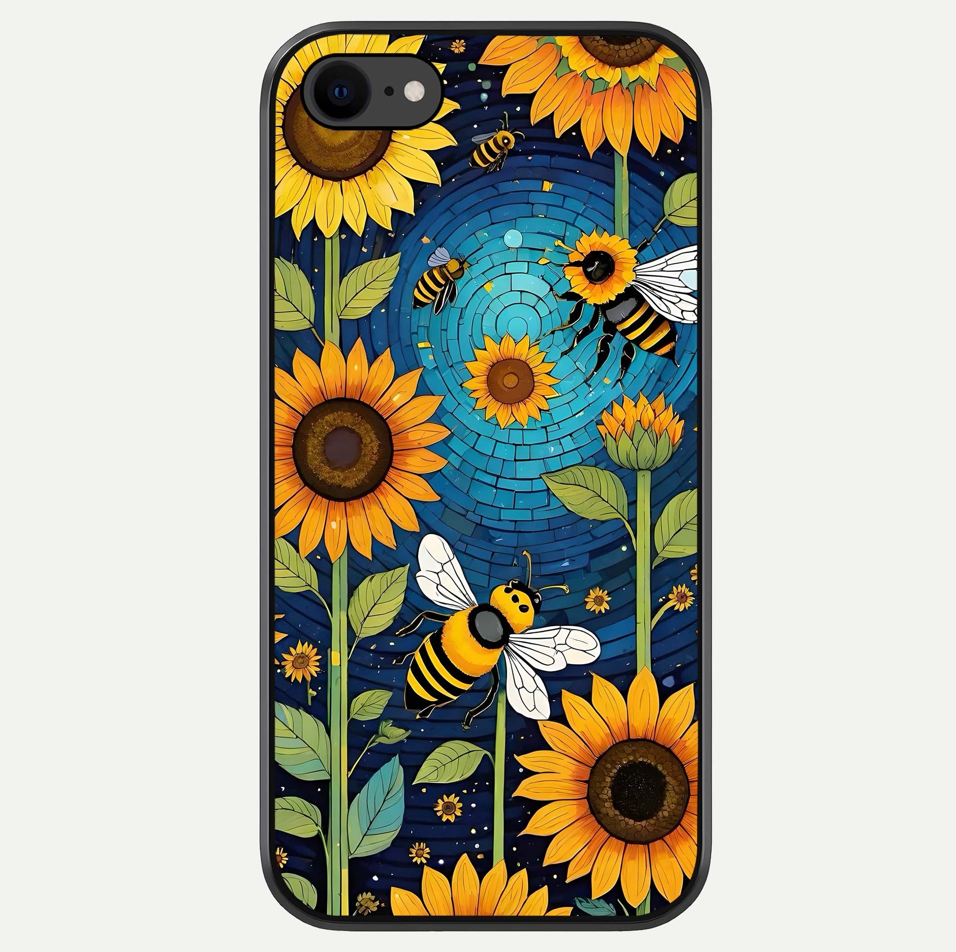 Bees & Sunflowers Glass Case For iPhone 7 by Custom World