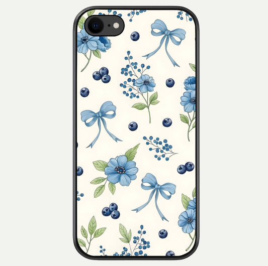 Blue Flower & Bow Glass Case For iPhone 7 by Custom World