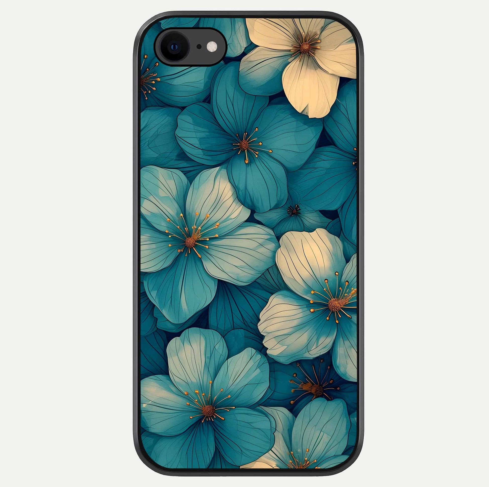 Blue Shade Floral Glass Case For iPhone 7 by Custom World