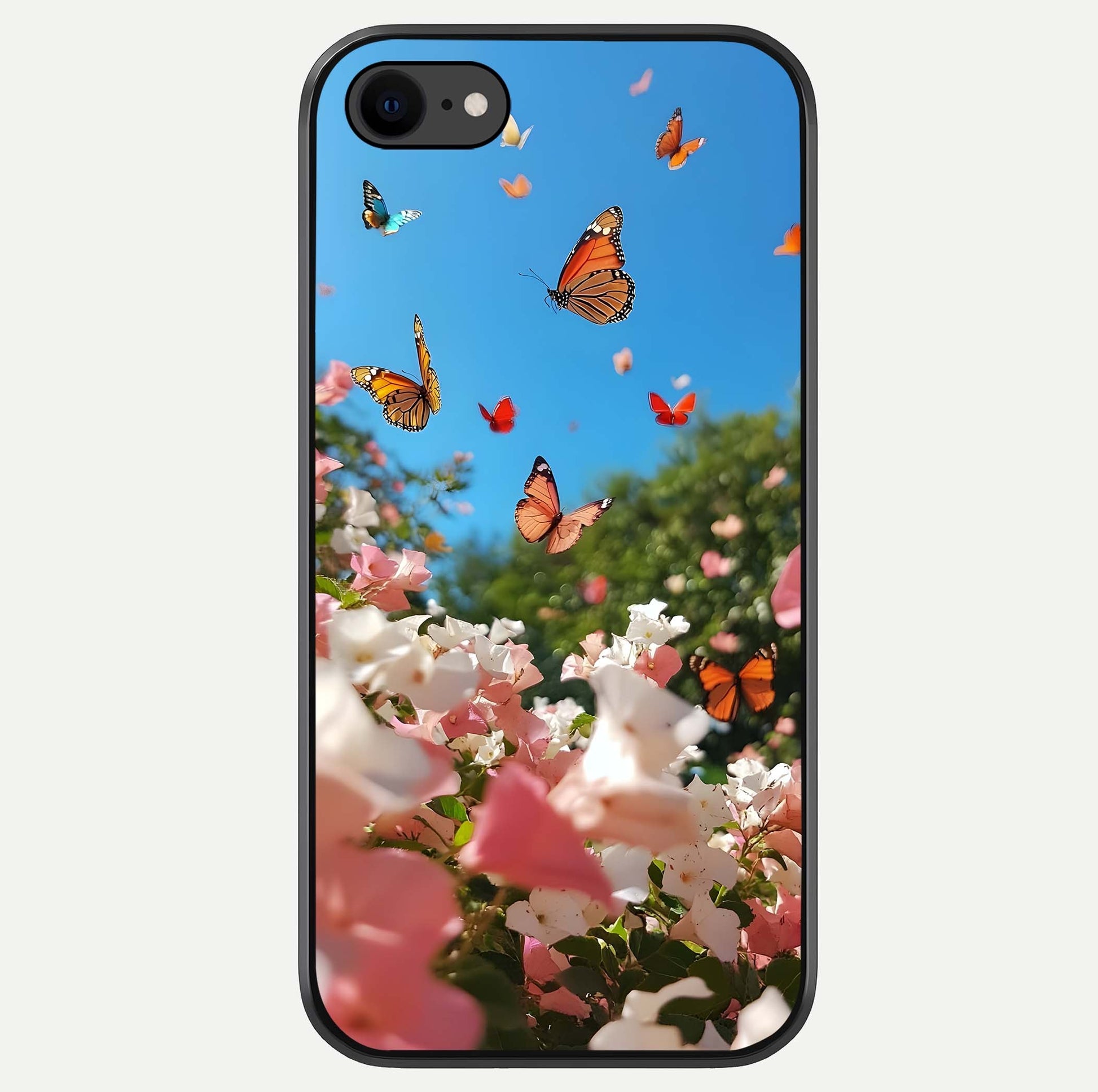 Butterflies In Bloom Sky Glass Case For iPhone 7 by Custom World