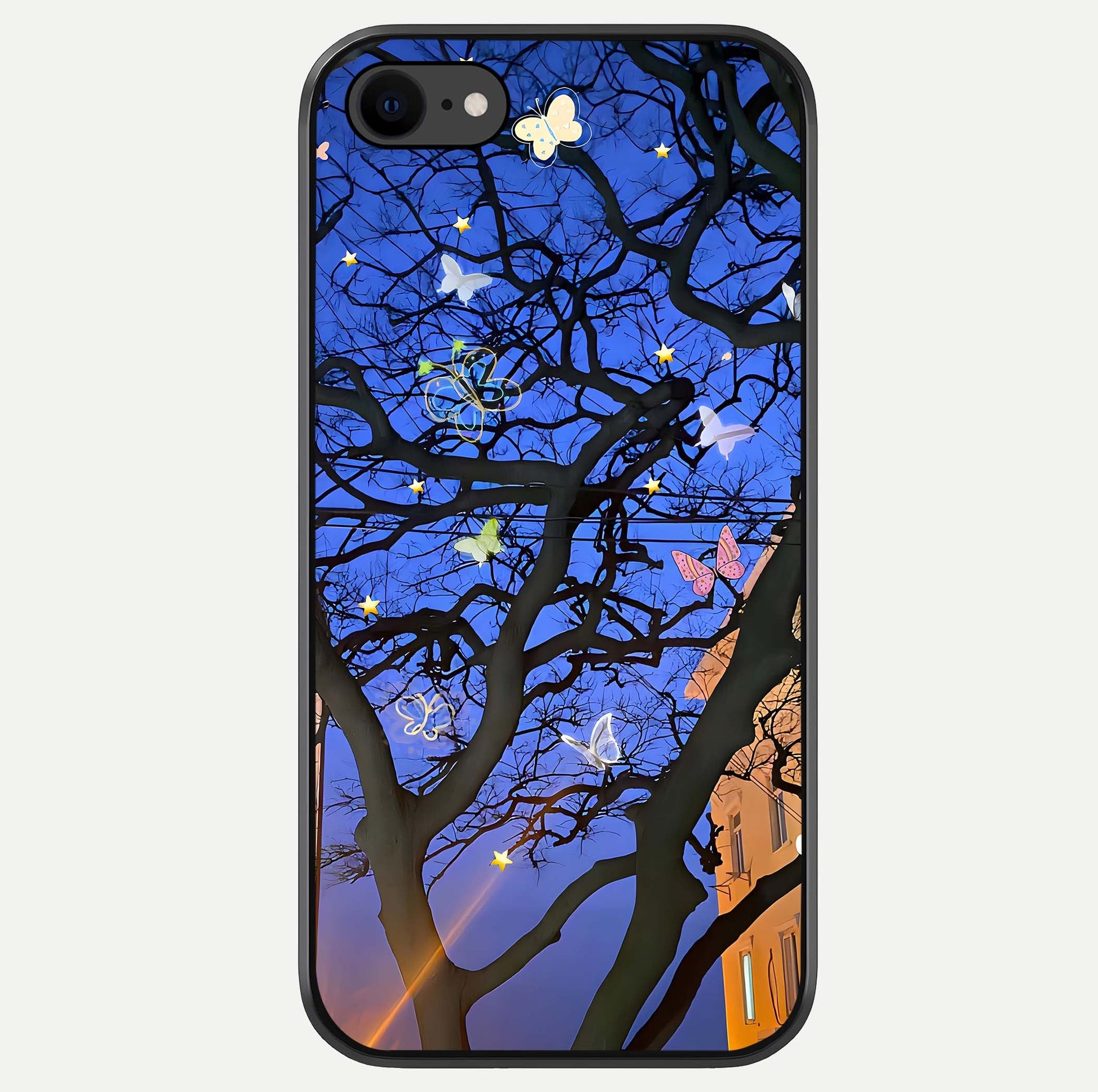 Butterfly Night Magic Glass Case For iPhone 7 by Custom World