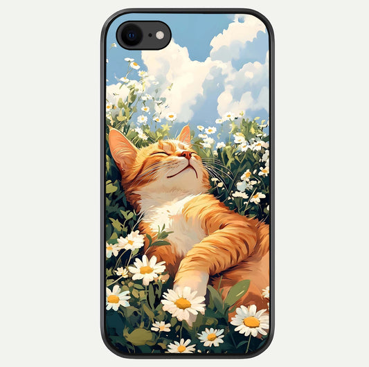Cat & Flowers View Glass Case For iPhone 7 by Custom World