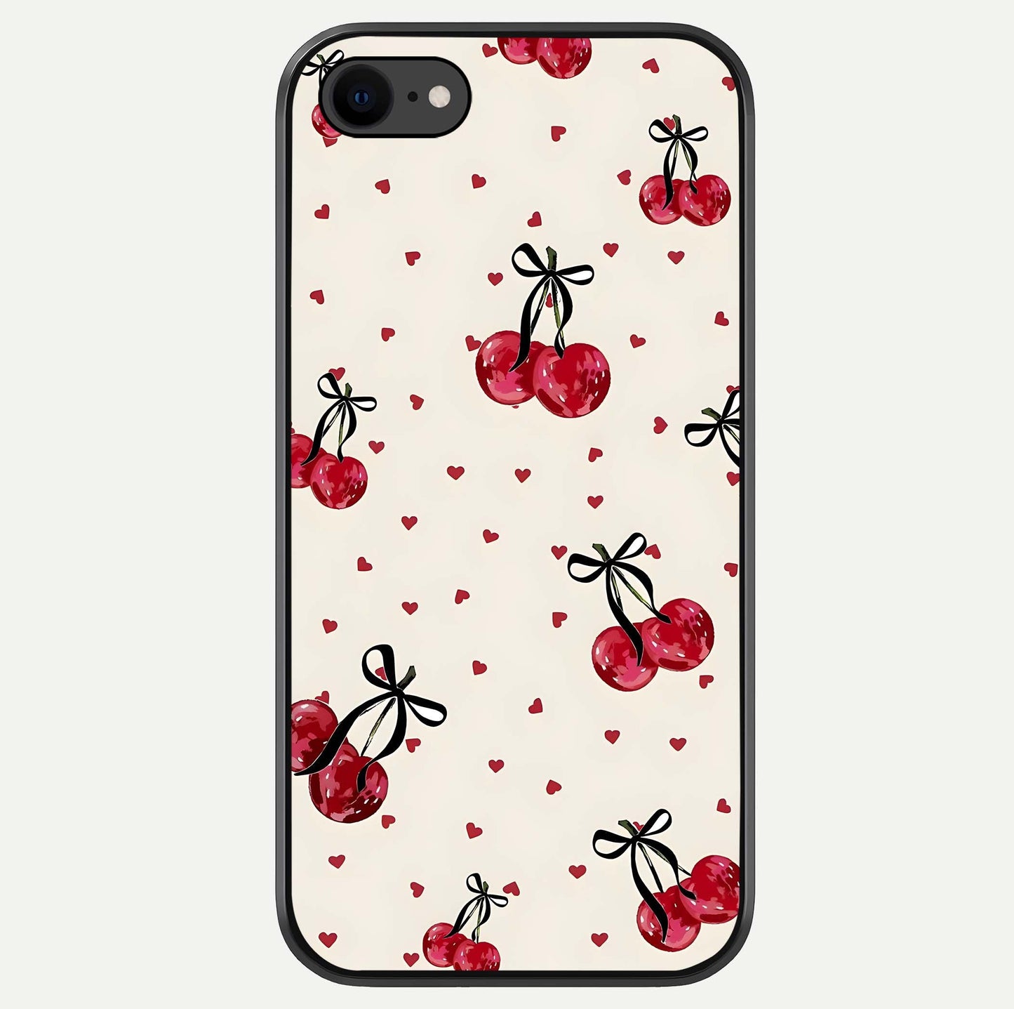 Cherry Heart Bow Glass Case For iPhone 7 by Custom World