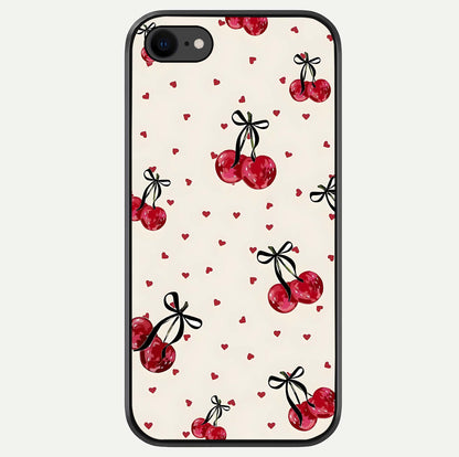 Cherry Heart Bow Glass Case For iPhone 7 by Custom World
