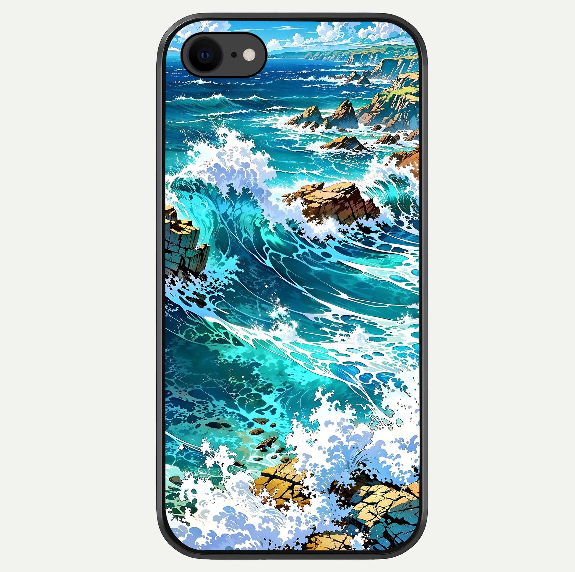 Coastal Blue Waves Glass Case For iPhone 7 by Custom World