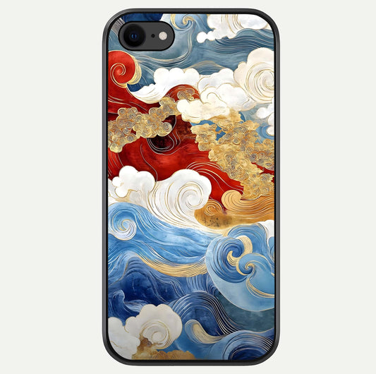 Colored Waves Glass Case For iPhone 7 by Custom World
