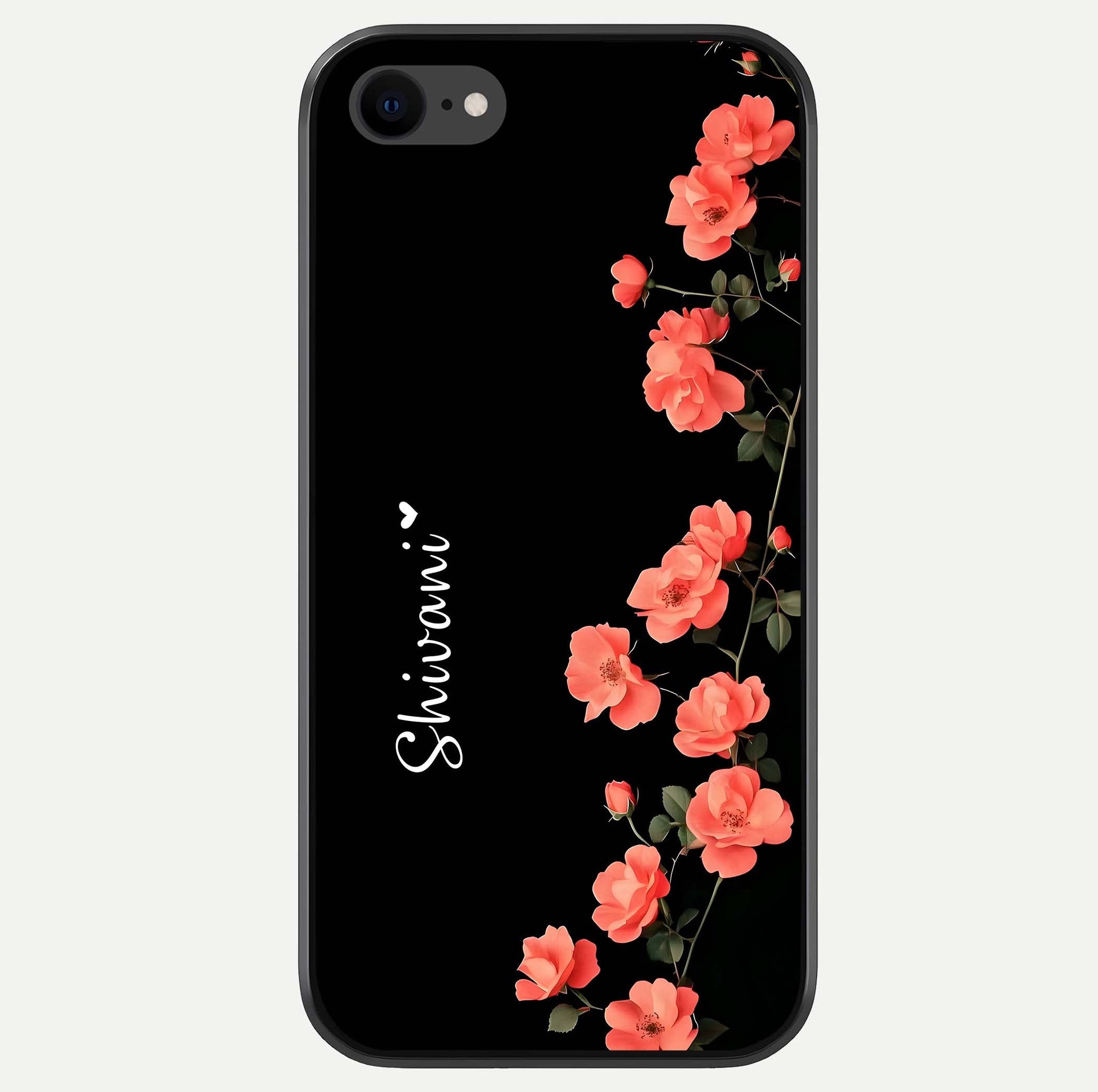 Crimson Bloom Grace Custom Name Glass Case For iPhone 7 by Custom World