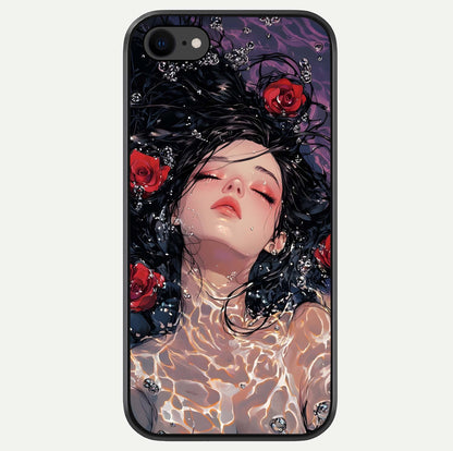 Crimson Rose Serenity Glass Case For iPhone 7 by Custom World
