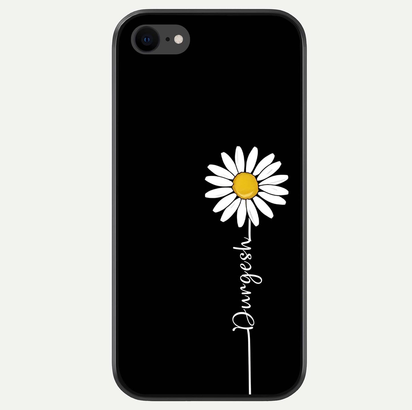 Custom Name White Flower Glass Case For iPhone 7 by Custom World
