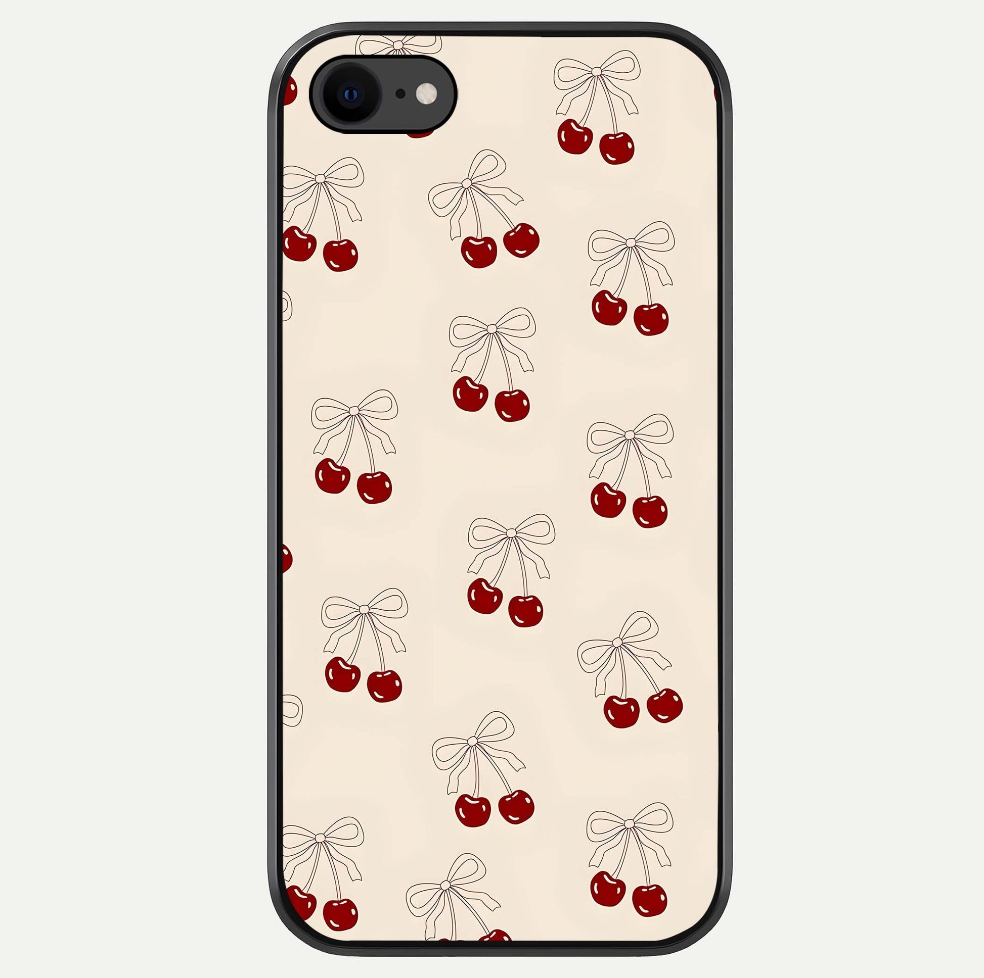 Cute Cherry Pattern Glass Case For iPhone 7 by Custom World