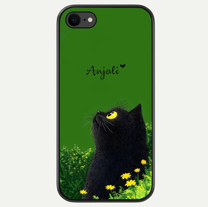 Emerald Cat Custom Name Glass Case For iPhone 7 by Custom World