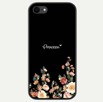 Floral Design Personalized Custom Name Glass Case For iPhone 7 by Custom World