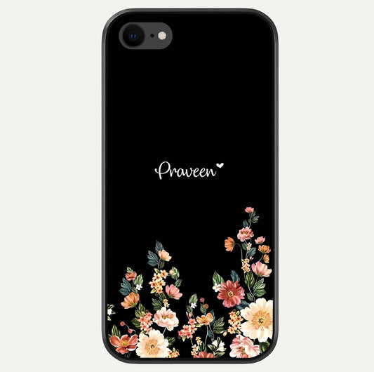 Floral Design Personalized Custom Name Glass Case For iPhone 7 by Custom World