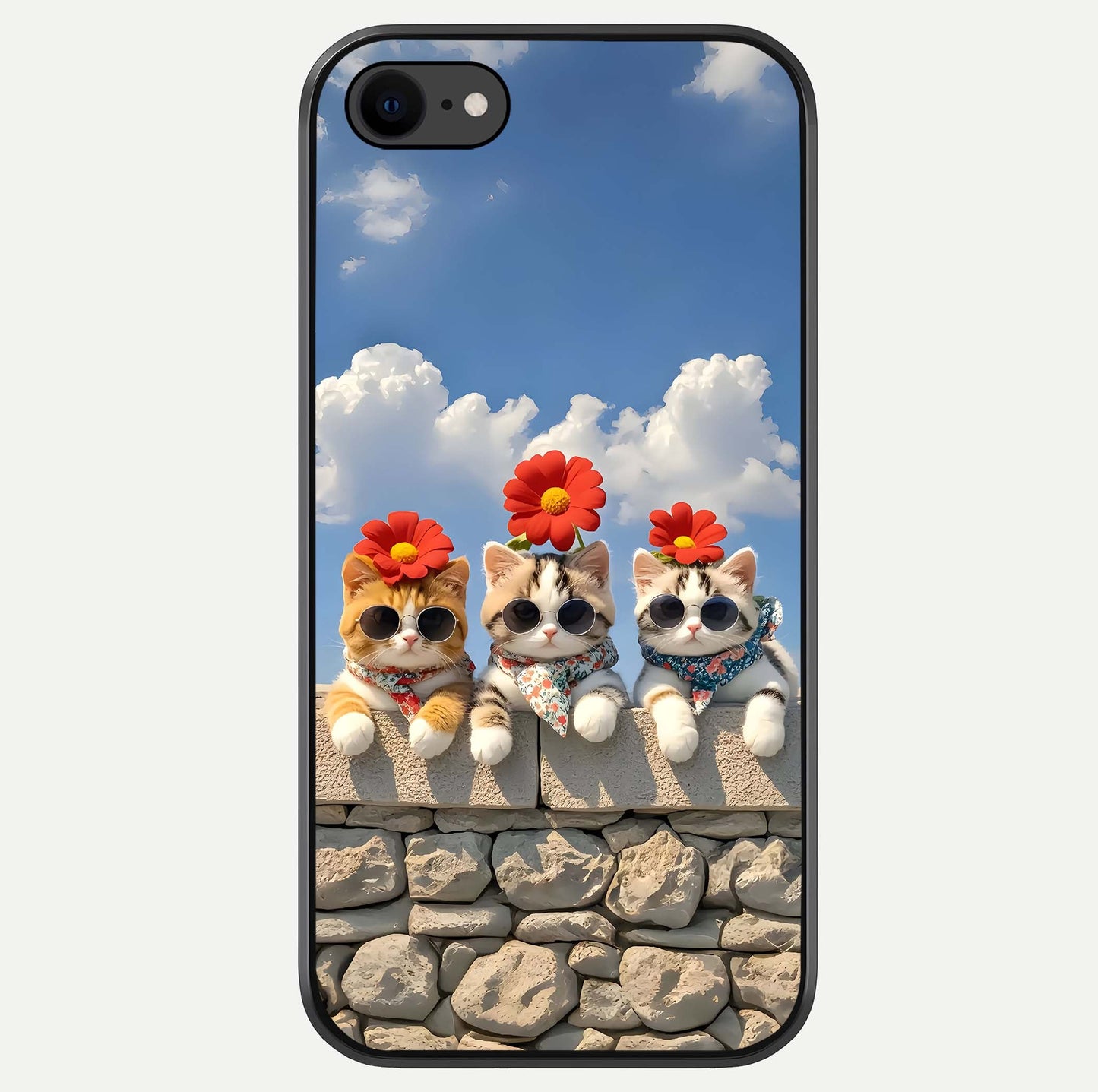 Floral Kitty Squad Glass Case For iPhone 7 by Custom World
