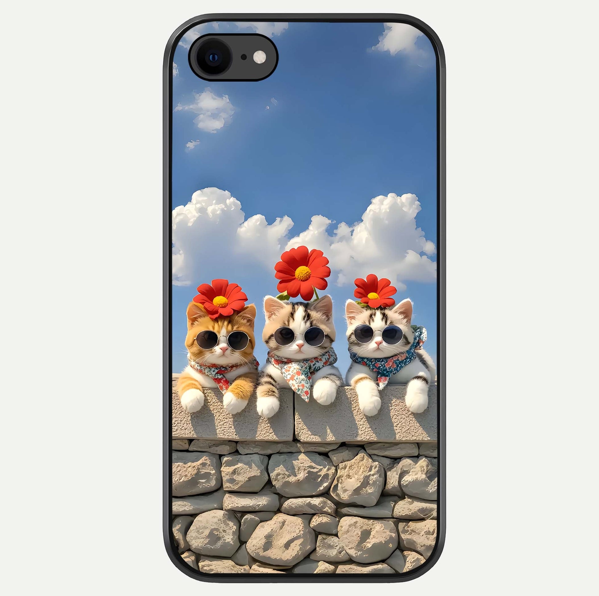 Floral Kitty Squad Glass Case For iPhone 7 by Custom World
