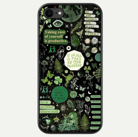 Green Moon Energy Glass Case For iPhone 7 by Custom World