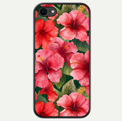Hibiscus Pattern Glass Case For iPhone 7 by Custom World