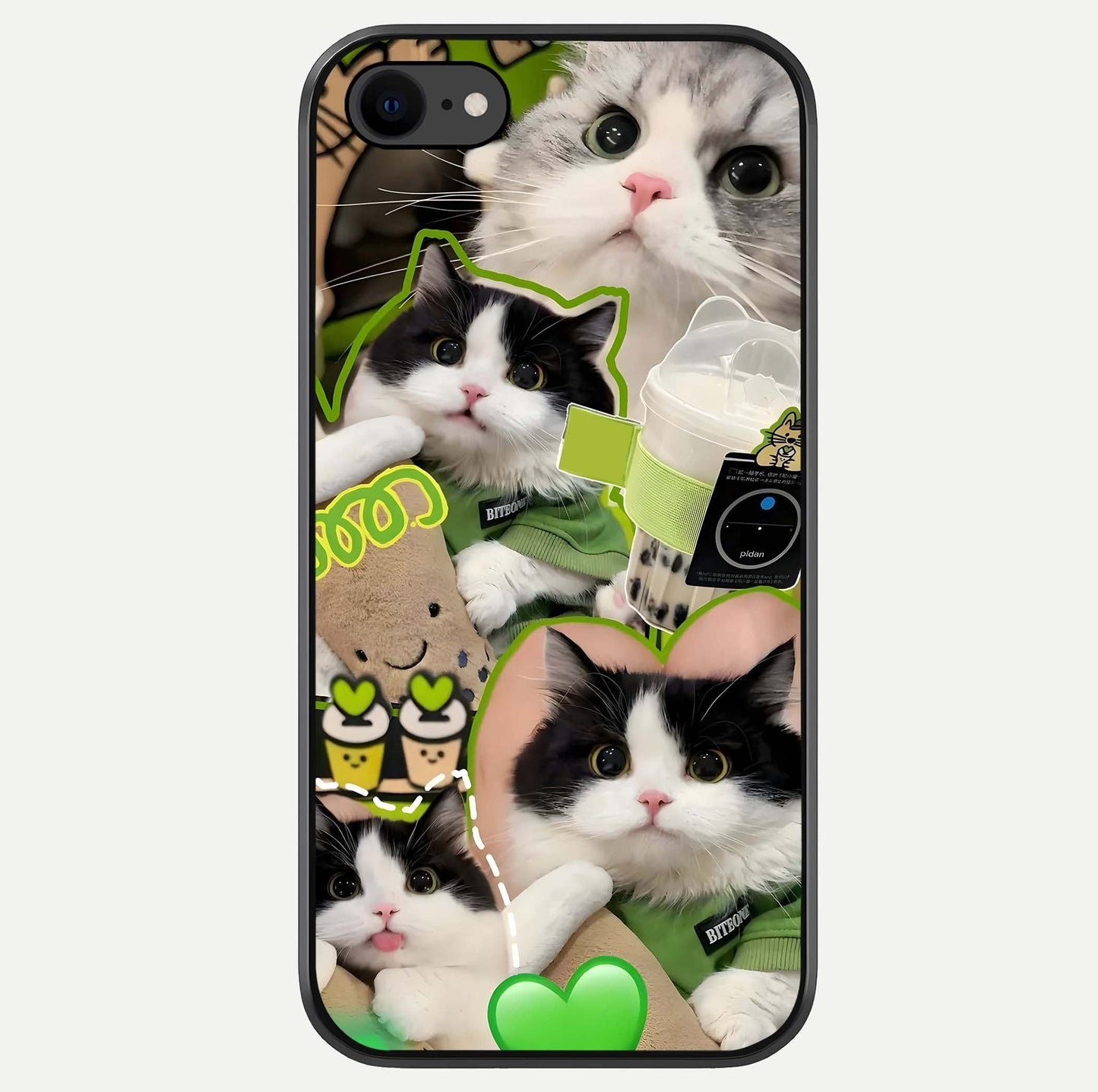 Matcha Cats Mood Glass Case For iPhone 7 by Custom World