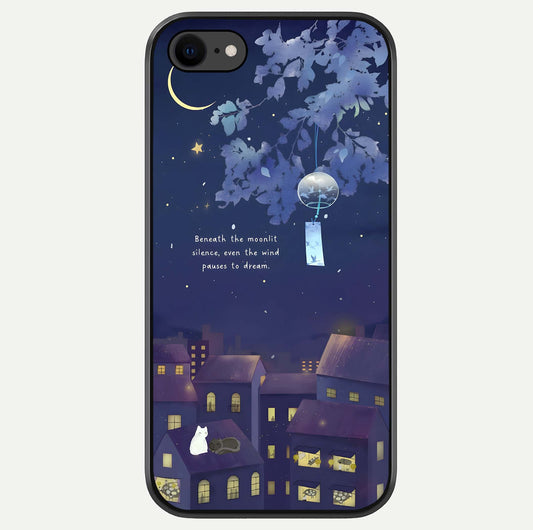 Moonlit Cat Silence Glass Case For iPhone 7 by Custom World