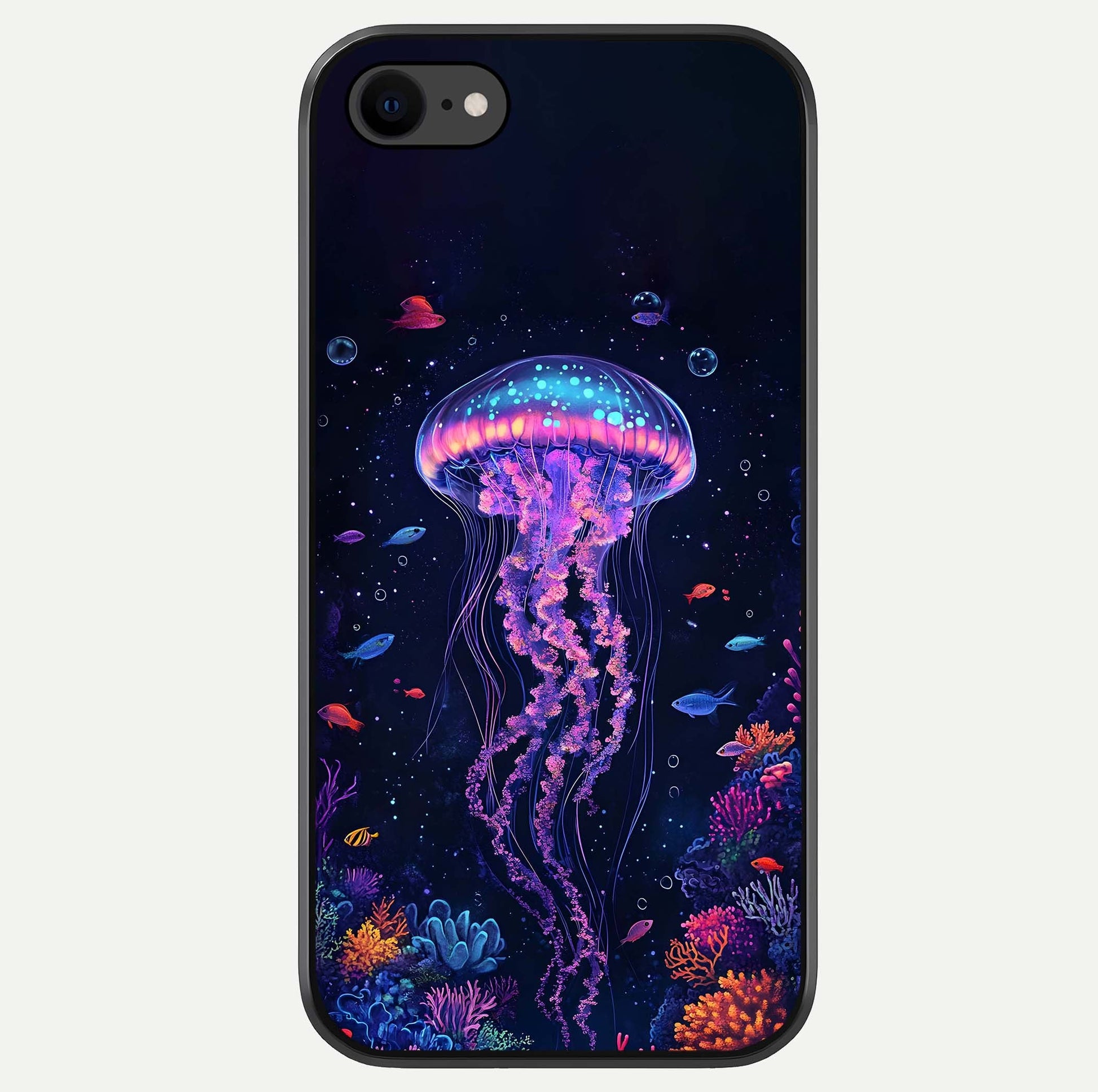 Neon Jellyfish Glass Case For iPhone 7 by Custom World