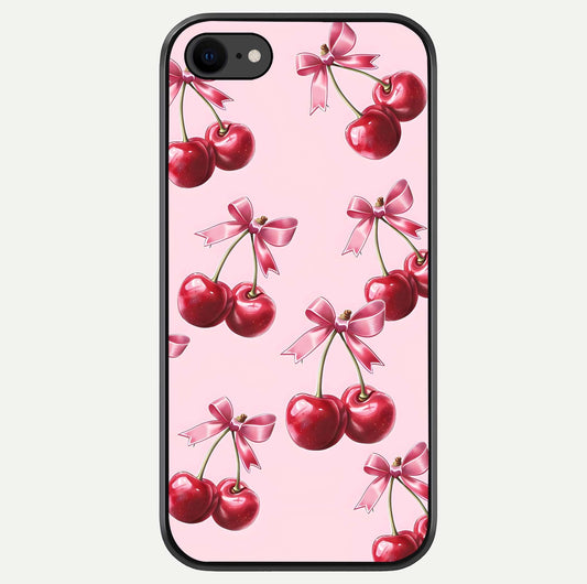 Red Cherries Pattern Glass Case For iPhone 7 by Custom World