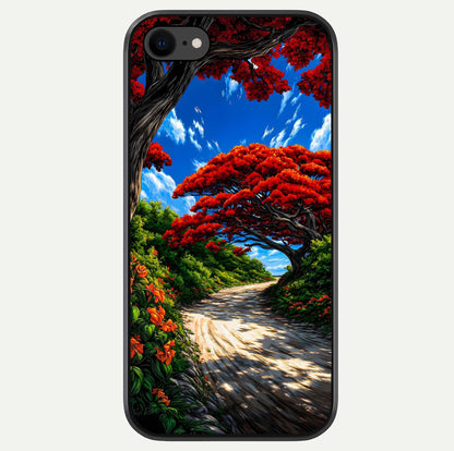 Red Trees Pathway Glass Case For iPhone 7 by Custom World