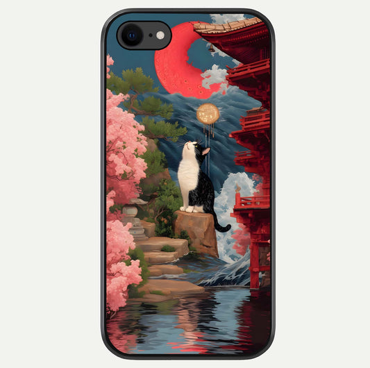 Temple Cat Scenery Glass Case For iPhone 7 by Custom World