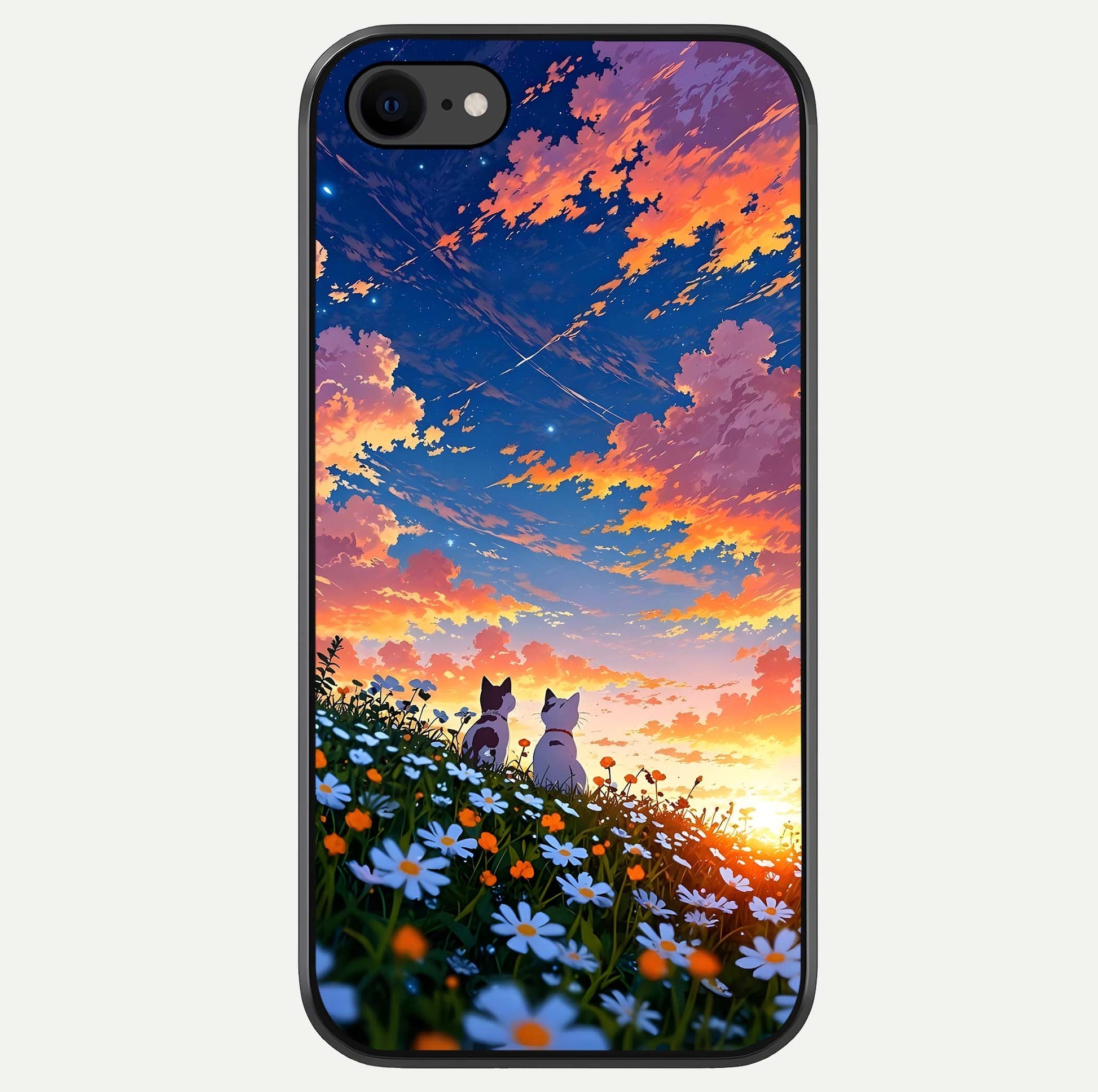 Two Cats Friends Glass Case For iPhone 7 by Custom World