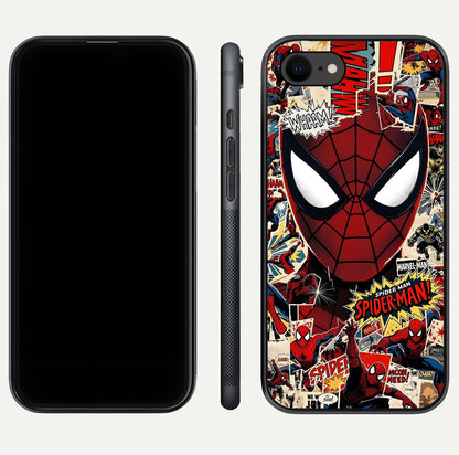 Aesthetic Wonder Spider Glass Case for iPhone 16 Pro dual-view layout showing premium glass shine and strong edge design