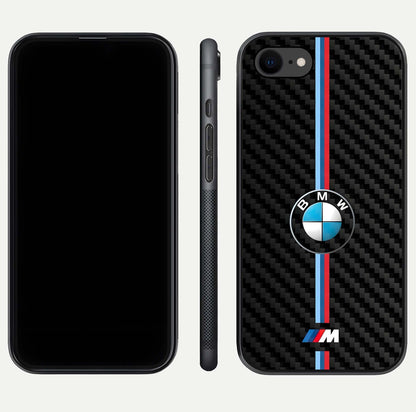 BMW Pattern Glass Case for iPhone 7 front-and-back layout displaying car-themed art and premium glass gloss