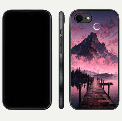 Beautyful Mountain View Glass Case for iPhone 16 Pro front and back layout showcasing natural tones and clarity