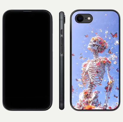 Bloom Beyond Bones Glass Case for iPhone 7 dual-view layout showing creative aesthetic and edge design