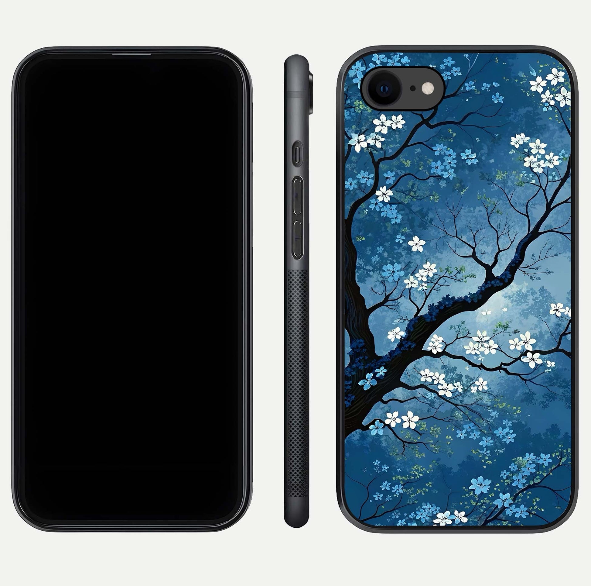 Blue Tree Serenity Glass Case for iPhone 7 front-and-back layout showing gradient background and smooth edges