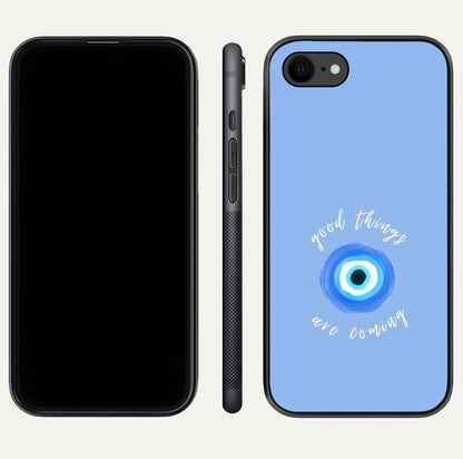 Bright Future Ahead Glass Case for iPhone 7 front-and-back layout showing clean font style and gloss shine