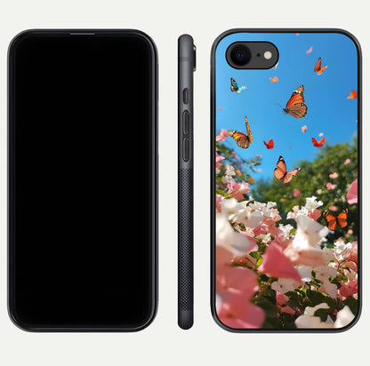 Butterflies in Bloom Sky Glass Case for iPhone 7 dual-view layout displaying elegant composition and glass gloss