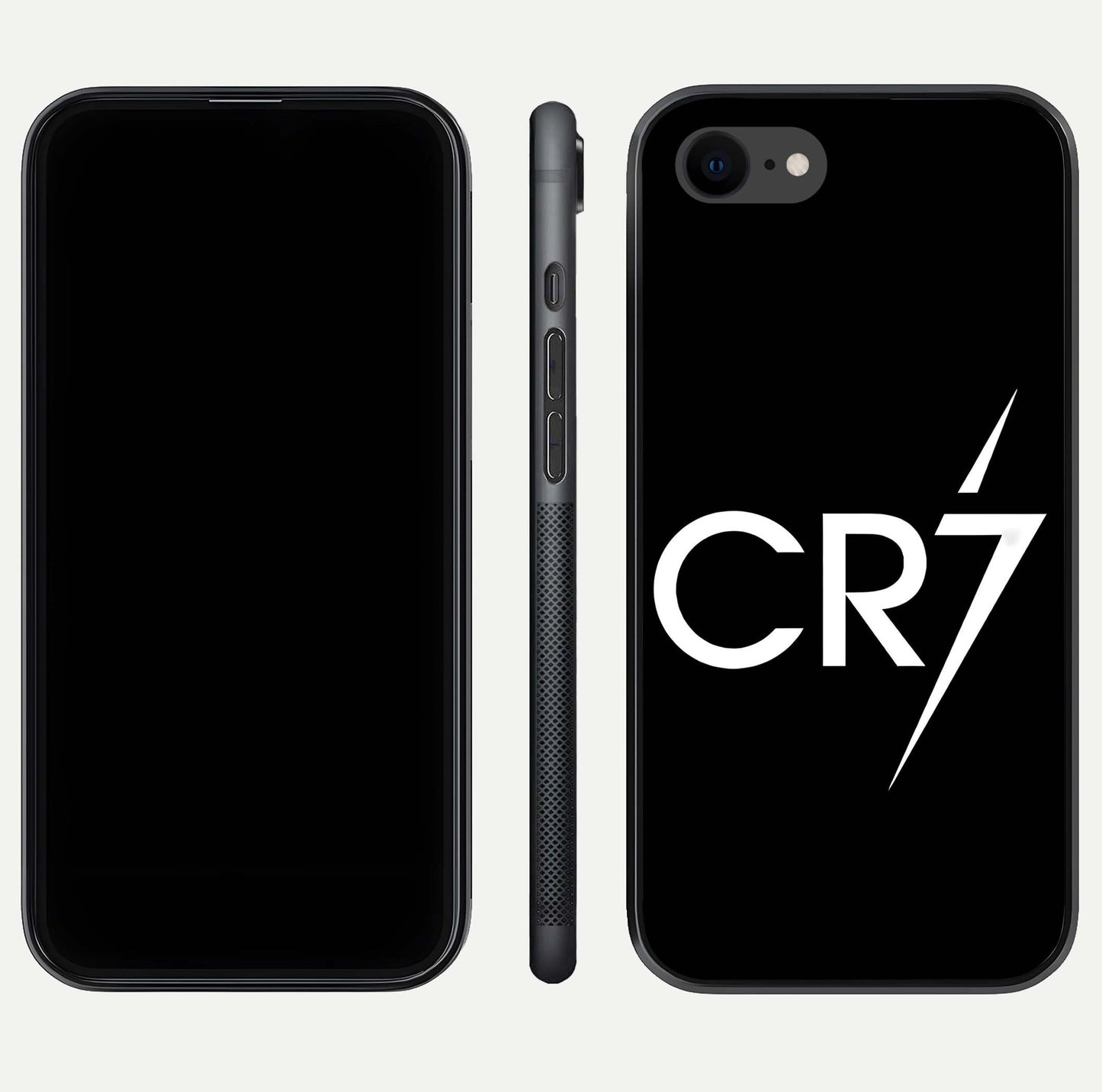 CR7 Elite Strike Glass Case for iPhone 7 dual-view layout showing sport tones and edge clarity