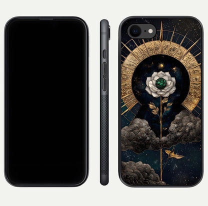 Celestial Lotus Morang Glass Case for iPhone 7 dual-view layout displaying floral symmetry and polished edges