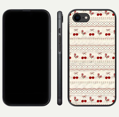 Cherry Bloom Charm Glass Case for iPhone 7 front-and-back layout displaying floral art and smooth finish