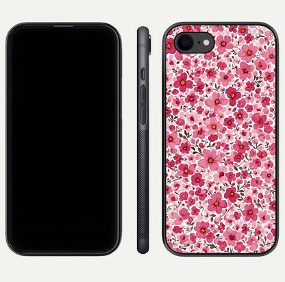 Cherry Blossom Charm Glass Case for iPhone 7 dual-view layout showing elegant floral balance and HD gloss