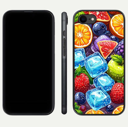 Colorful Fruits with Ice Glass Case for iPhone 7 dual-view layout showing fresh tones and polished edges