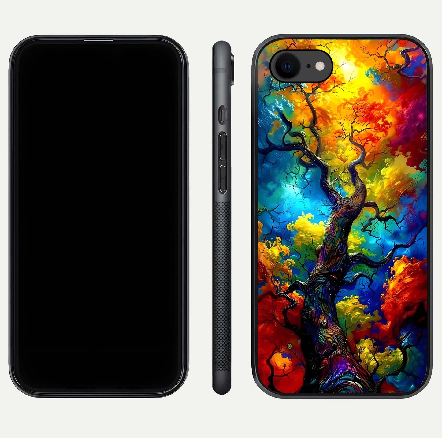 Colorful Tree Glass Case for iPhone 7 dual-view layout displaying balanced tones and smooth edges