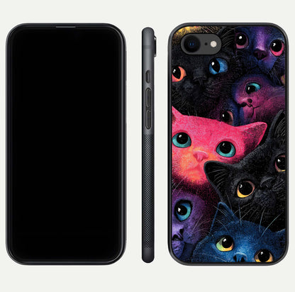 Cosmic Cats Dreams Glass Case for iPhone 7 dual-view layout displaying HD print and glossy shine