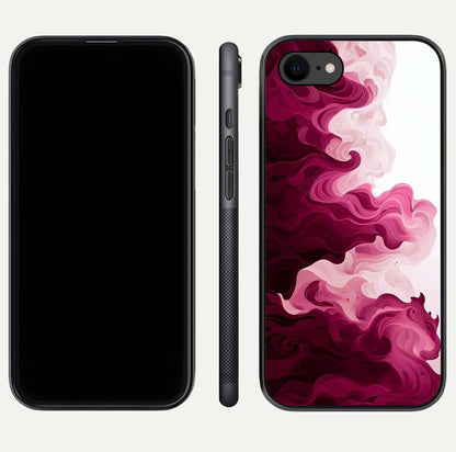 Crimson Wave Flow Glass Case for iPhone 7 dual-view layout displaying curved wave art and polished surface